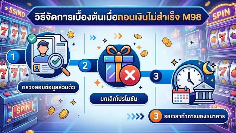 วิธีแก้ไขเบื้องต้นเมื่อพบปัญหาการถอนเงินล้มเหลว M98