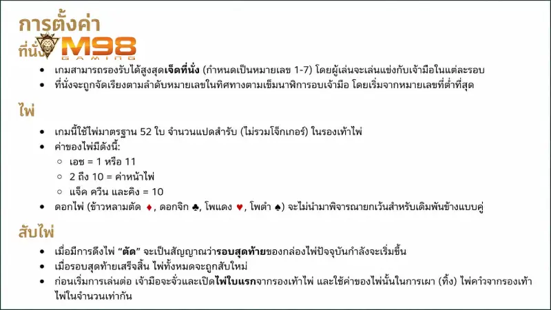 กฎกติกาพื้นฐานและการนับแต้มไพ่แบล็คแจ็คให้ใกล้เคียง 21 แต้ม